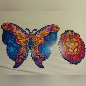 Vibrant Butterfly and Lion Wall Art Decor